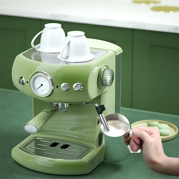 19bar Espresso Italian, Mașină de Cafea Semi-Automate, Mașină de Cafea cu Visual Termostat Abur, Cappuccino Spumant de Lapte