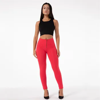 Shascullfites Lift Fund Roșu Antrenament Pantaloni Pentru Femei Casual Pantaloni Skinny Straight Leg Chic Feminin De Înaltă Talie Pantaloni