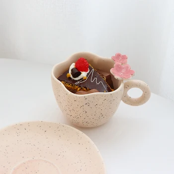 Drăguț Nordic Ceașcă de Cafea Amuzant Personalizate de Flori Moderne Ceașcă de Cafea Retro Moda Creative Filizanki Face Kawy Cuplu Cadou BL50BD