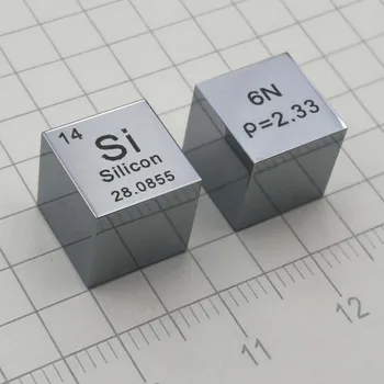 10mm Silicon Si Cubic Tabelul Periodic Cub Si6N Pur de siliciu Monocristalin Cubi Metal Cadou Metal Rar silicon Element Bloc