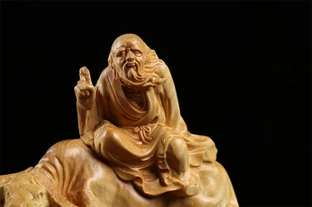 Laozi - 12CM Vechi Maestru Laozi Statuie, Laozi Sculptura Modernă, Arta Lemnului, Tibetan Statuie, Dec Accesorii