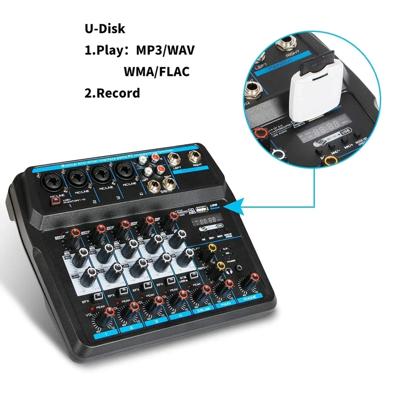 betray Manuscript use Mixer Audio 6 Canale de Sunet DJ Controller cu Interfata USB,placa de Sunet  pentru PC-ul de Înregistrare,Interfață Audio USB Mixer Audio axi interfață  reducere ~ Misc \ Decozilla.ro